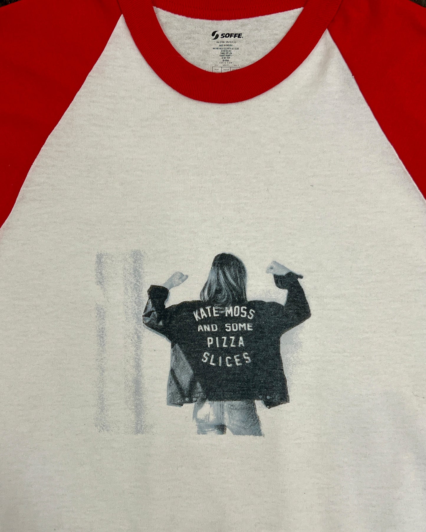 KATE MOSS AND SOME PIZZA SLICES vintage soffe shirt repurposed.1 of 1 AP