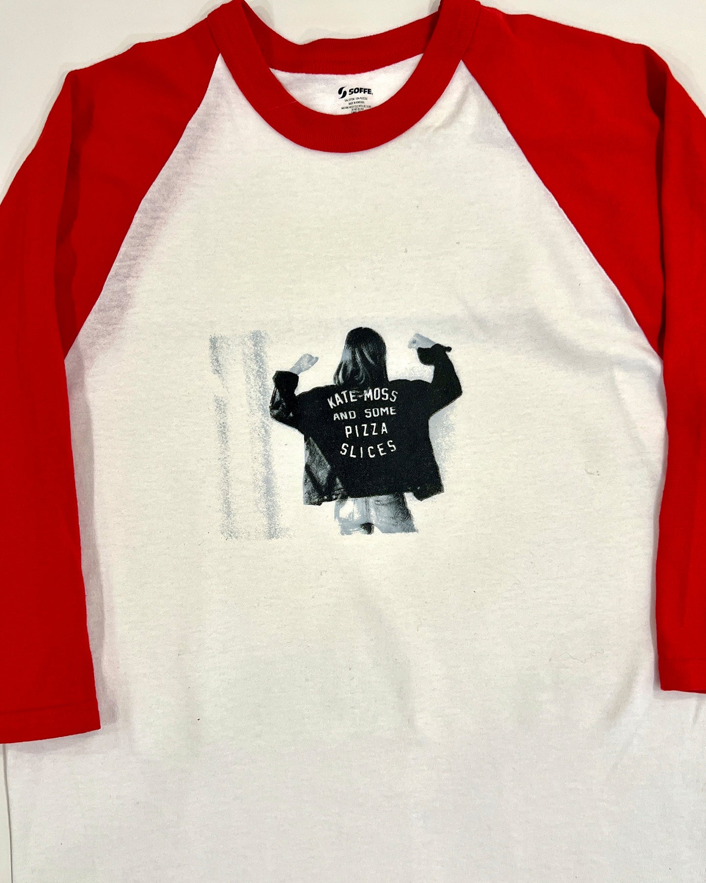 KATE MOSS AND SOME PIZZA SLICES vintage soffe shirt repurposed.1 of 1 AP